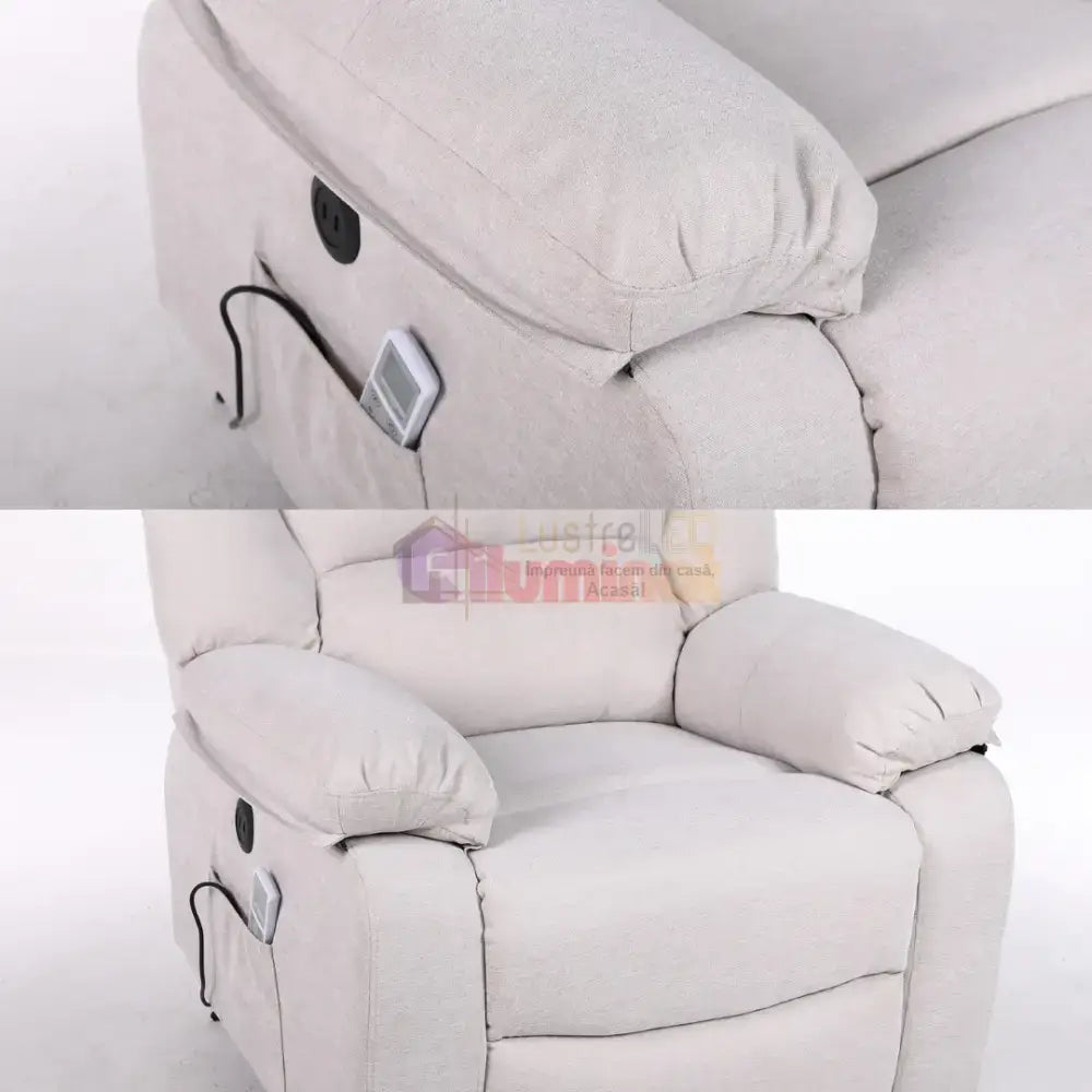 Fotoliu cu Masaj și Încălzire Recliner Electric Bej FOTOLIU CU MASAJ/RECLINER/INCALZIRE / Bej Chairs