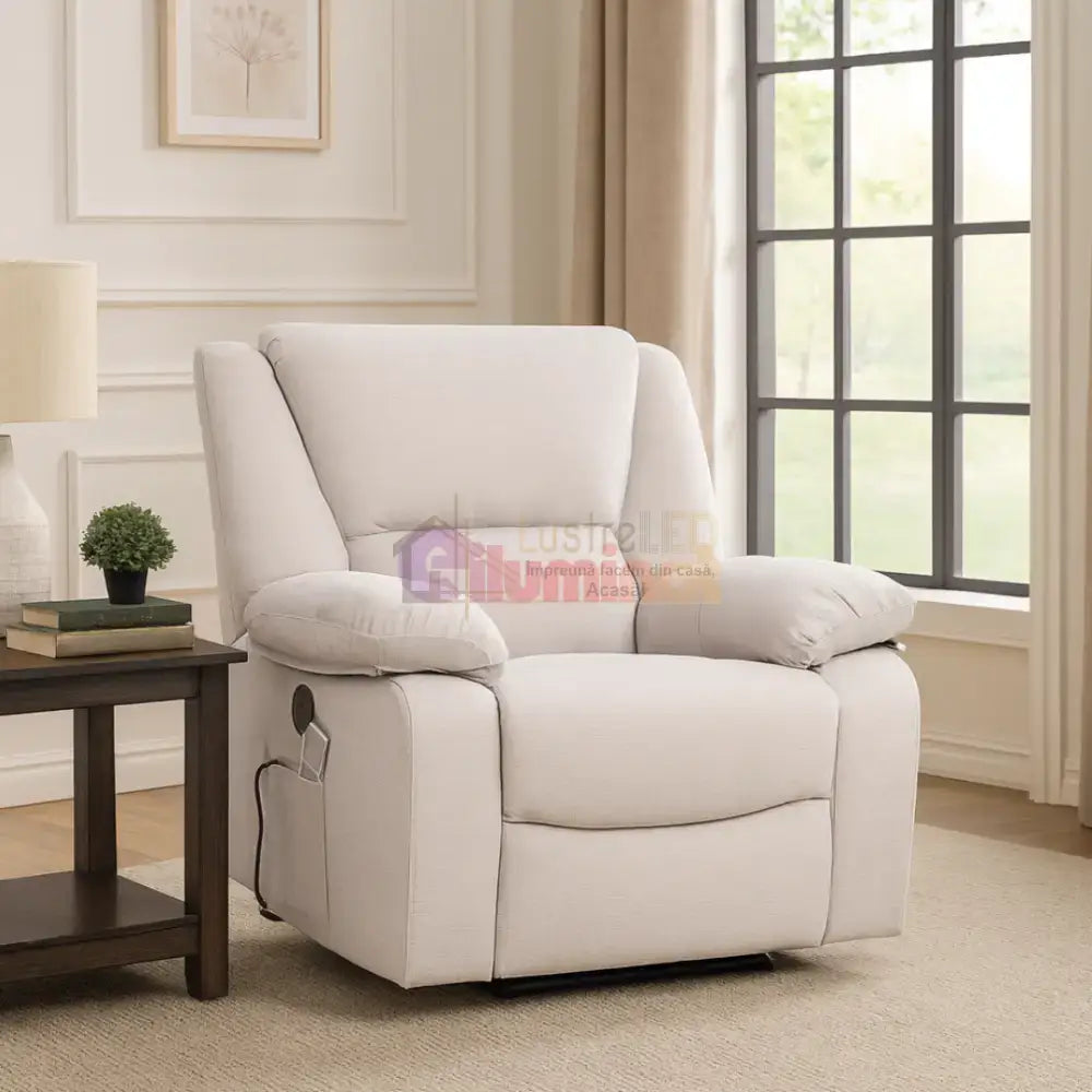 Fotoliu cu Masaj și Încălzire Recliner Electric Bej FOTOLIU CU MASAJ/RECLINER/INCALZIRE / Bej Chairs