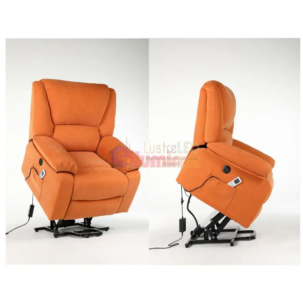 Fotoliu cu Masaj și Încălzire Recliner Electric Portocaliu FOTOLIU CU MASAJ/RECLINER/INCALZIRE / Portocaliu Chairs