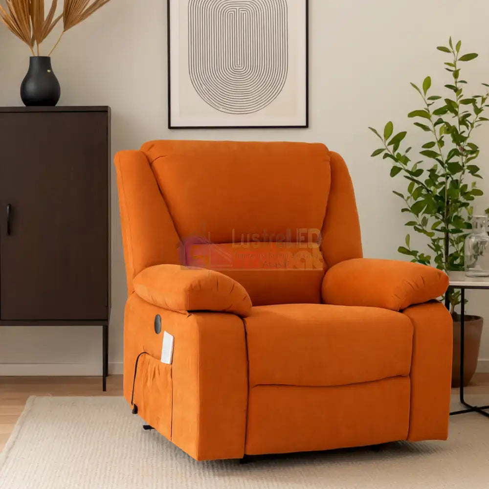 Fotoliu cu Masaj și Încălzire Recliner Electric Portocaliu FOTOLIU CU MASAJ/RECLINER/INCALZIRE / Portocaliu Chairs