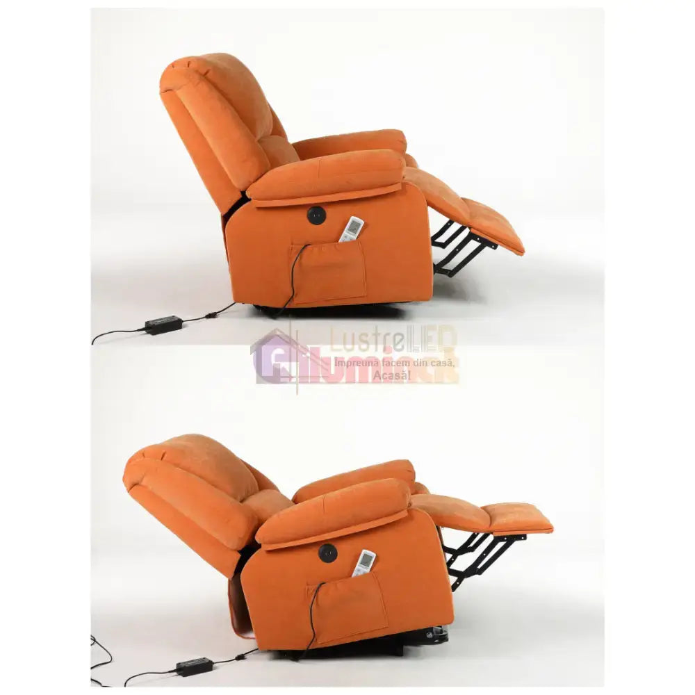 Fotoliu cu Masaj și Încălzire Recliner Electric Portocaliu FOTOLIU CU MASAJ/RECLINER/INCALZIRE / Portocaliu Chairs