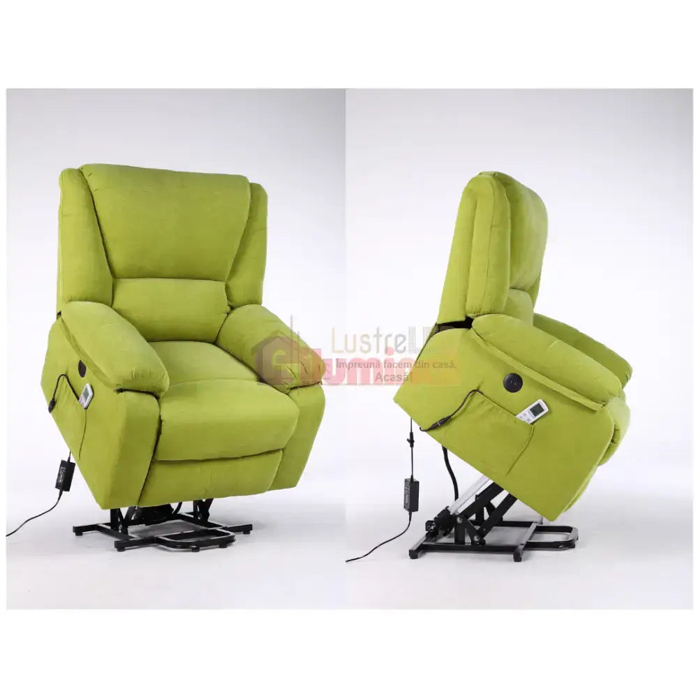 Fotoliu cu Masaj și Încălzire Recliner Electric Verde FOTOLIU CU MASAJ/RECLINER/INCALZIRE / VERDE Chairs