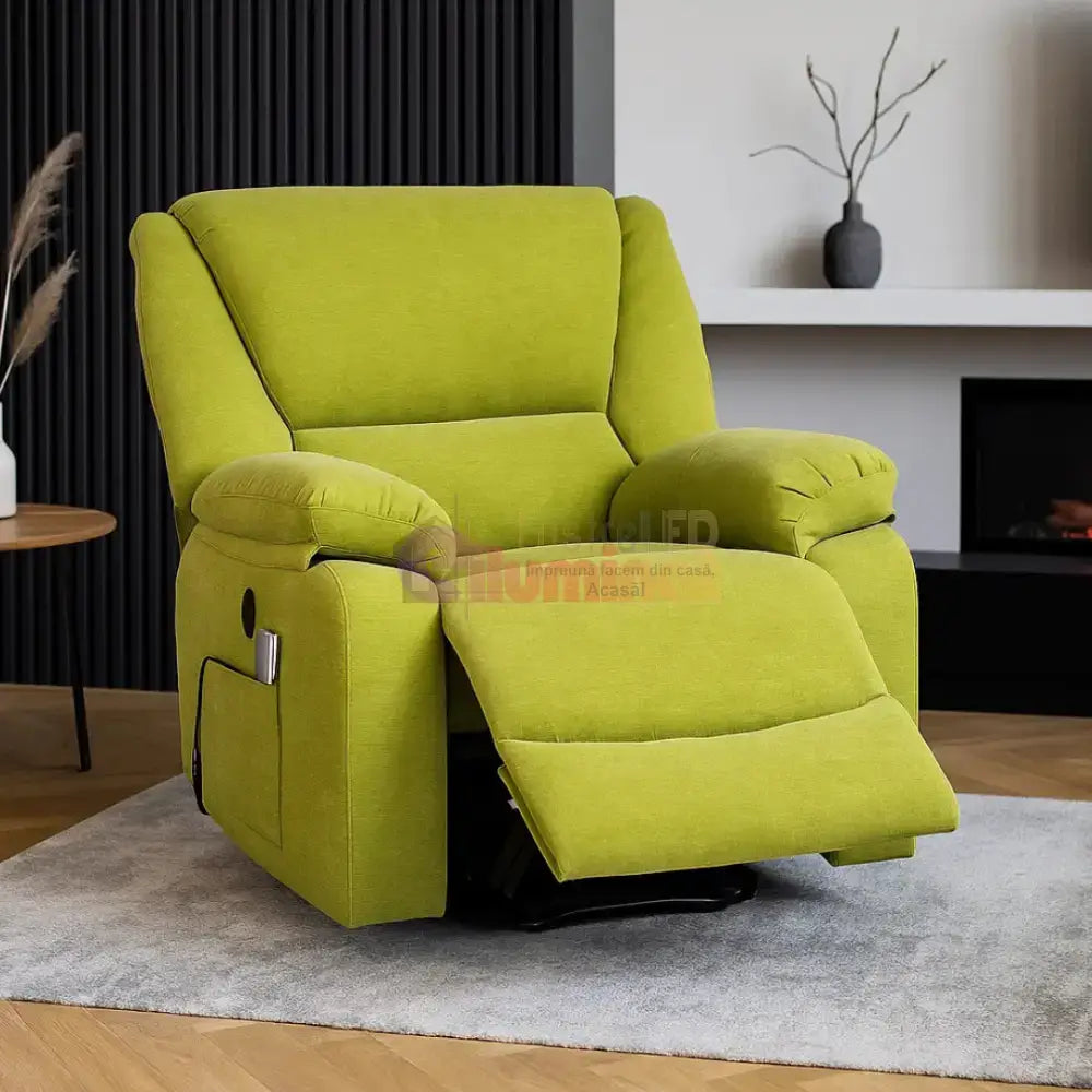 Fotoliu cu Masaj și Încălzire Recliner Electric Verde FOTOLIU CU MASAJ/RECLINER/INCALZIRE / VERDE Chairs