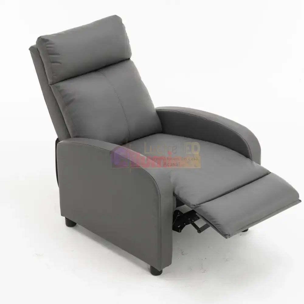 Fotoliu Recliner din Piele Ecologică Spatar Rabatabil si Suport Picioare Extensibil Gri FOTOLIU CU RECLINER / GRI Chairs