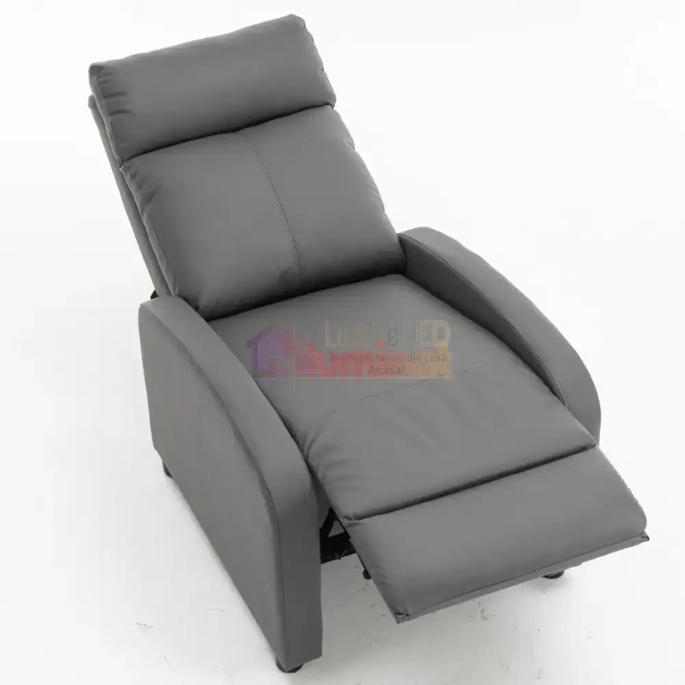 Fotoliu Recliner din Piele Ecologică Spatar Rabatabil si Suport Picioare Extensibil Gri FOTOLIU CU RECLINER / GRI Chairs