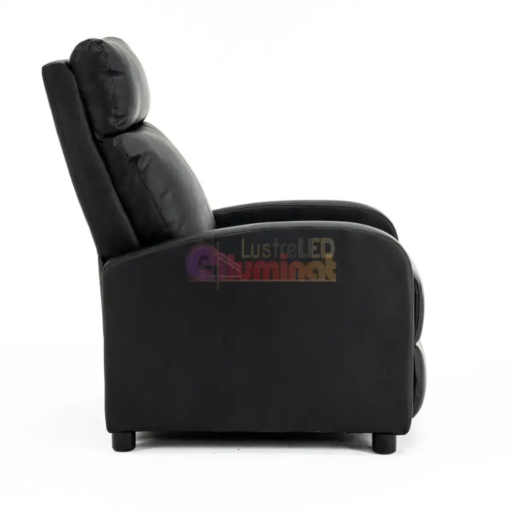 Fotoliu Recliner din Piele Ecologică Spatar Rabatabil si Suport Picioare Extensibil Negru FOTOLIU CU RECLINER / NEAGRA
