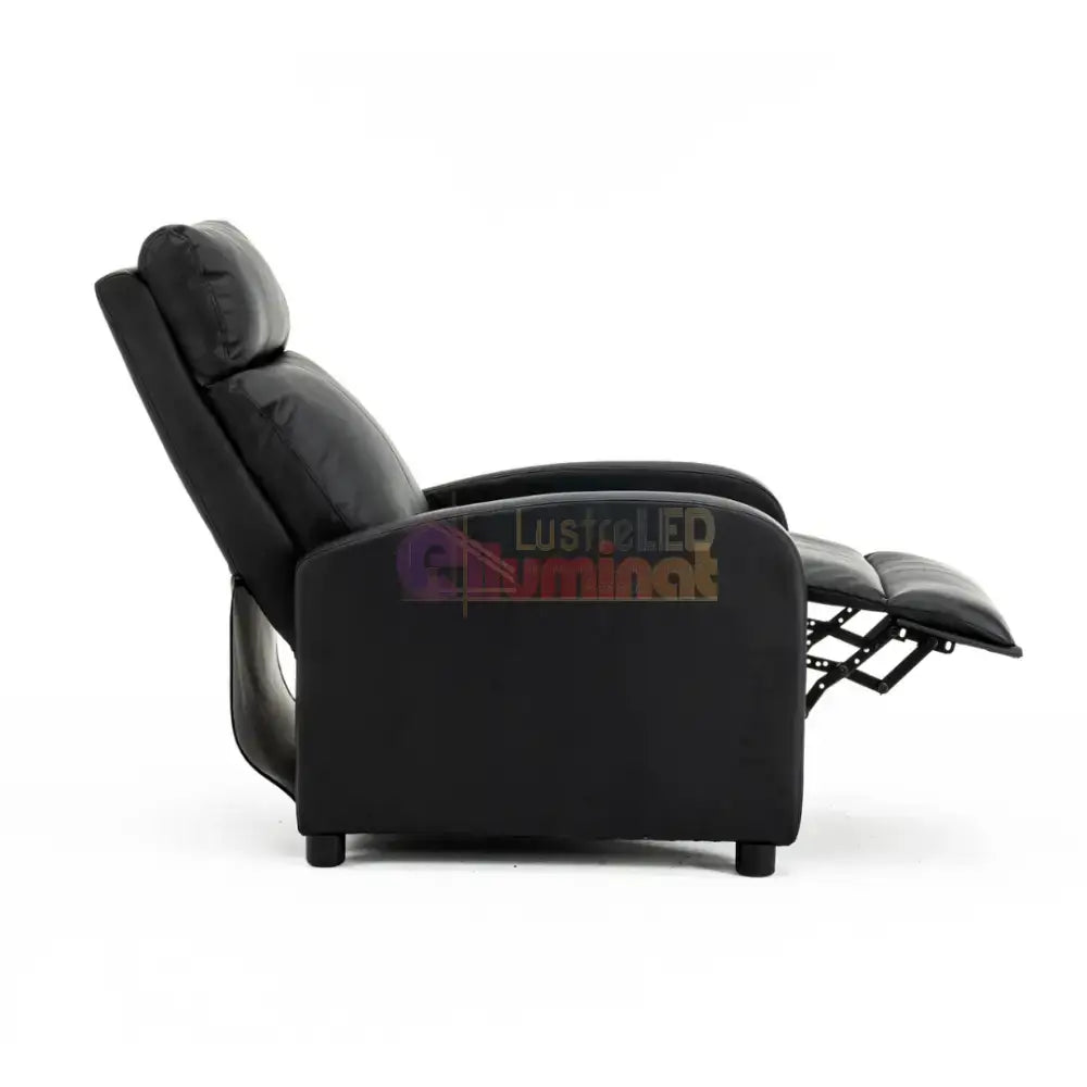 Fotoliu Recliner din Piele Ecologică Spatar Rabatabil si Suport Picioare Extensibil Negru FOTOLIU CU RECLINER / NEAGRA