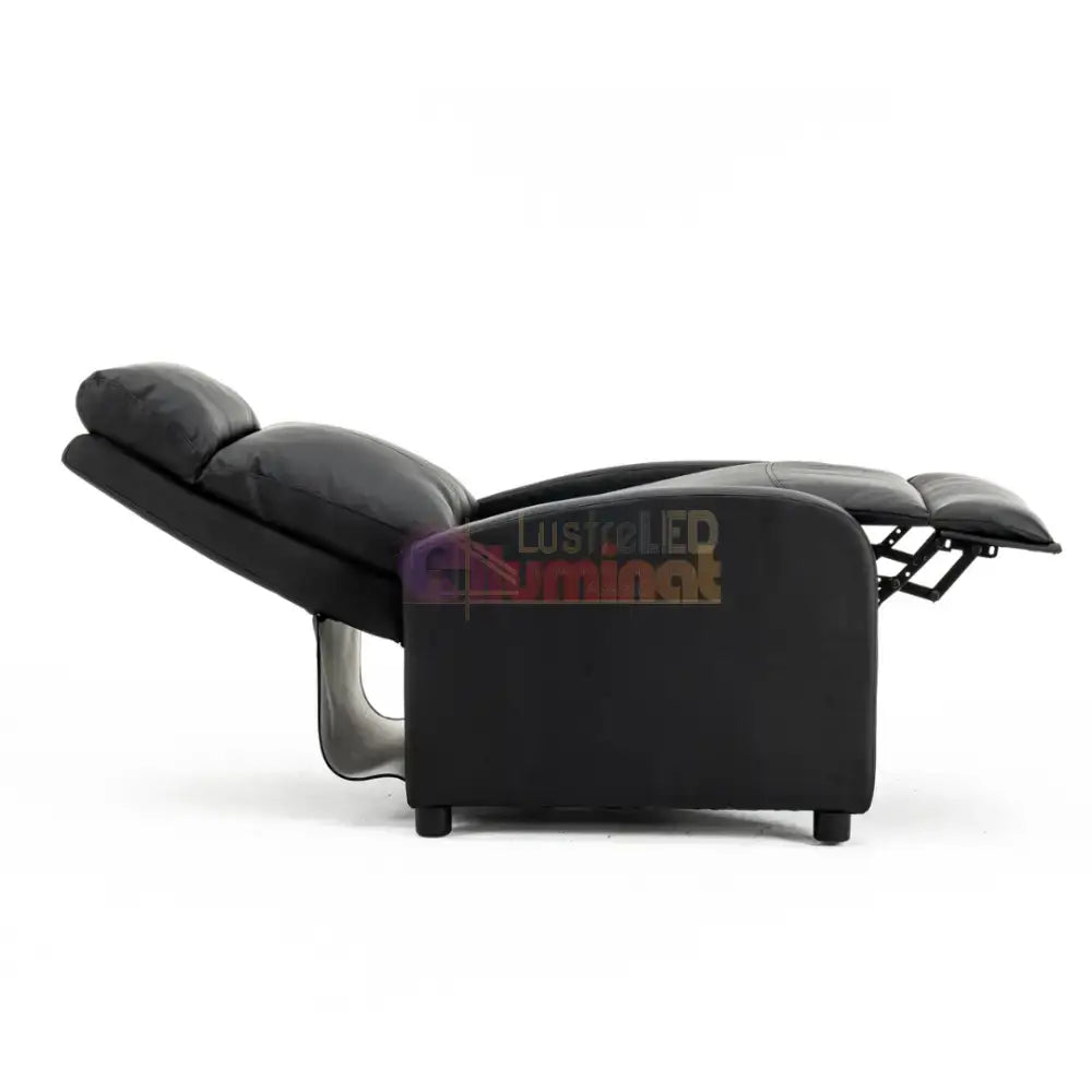 Fotoliu Recliner din Piele Ecologică Spatar Rabatabil si Suport Picioare Extensibil Negru FOTOLIU CU RECLINER / NEAGRA
