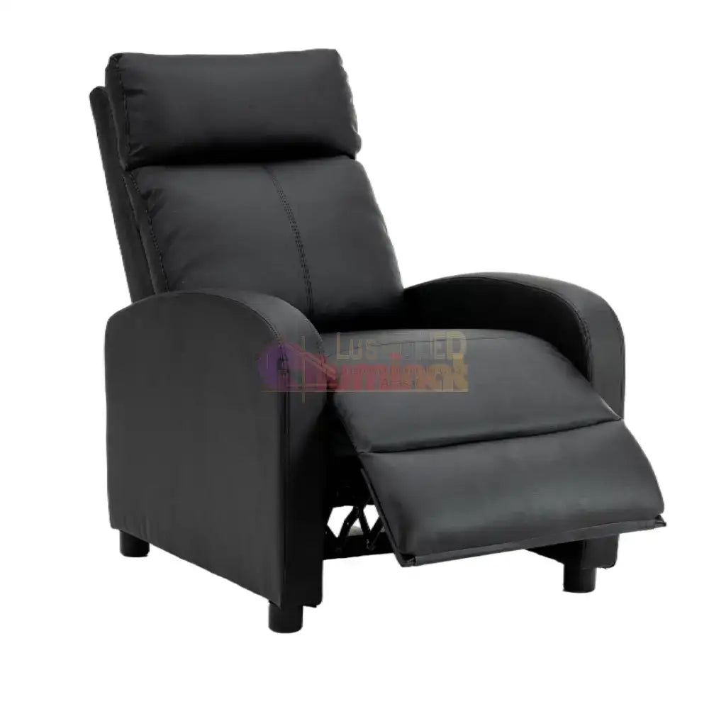 Fotoliu Recliner din Piele Ecologică Spatar Rabatabil si Suport Picioare Extensibil Negru FOTOLIU CU RECLINER / NEAGRA