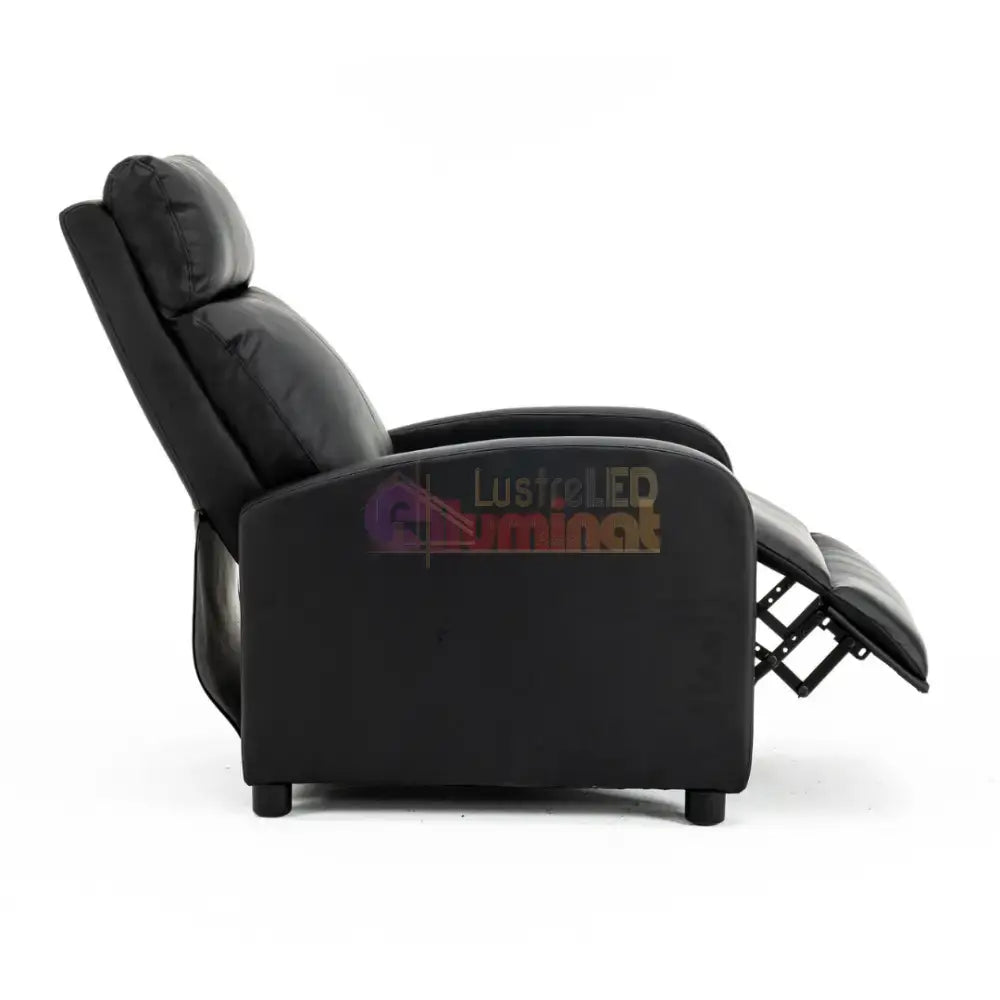 Fotoliu Recliner din Piele Ecologică Spatar Rabatabil si Suport Picioare Extensibil Negru FOTOLIU CU RECLINER / NEAGRA