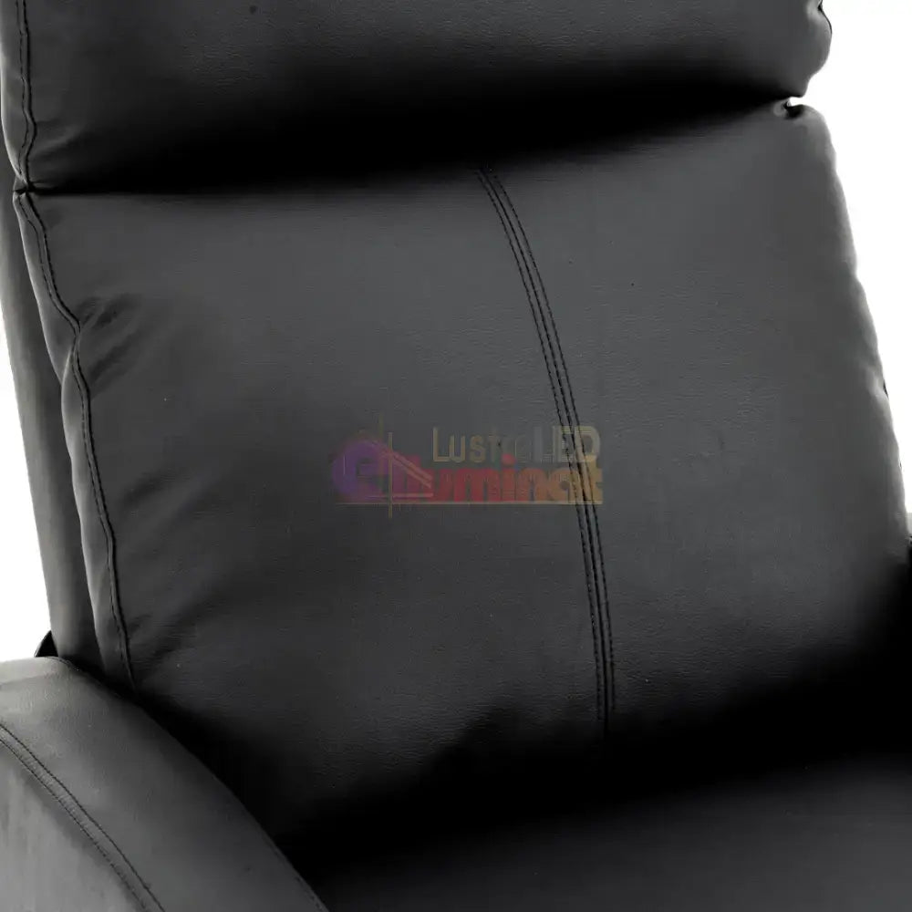 Fotoliu Recliner din Piele Ecologică Spatar Rabatabil si Suport Picioare Extensibil Negru FOTOLIU CU RECLINER / NEAGRA