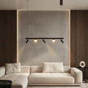 Lustra LED Suspendata Abajur cu 3 Spoturi MELI Black Echivalent 90W Telecomanda