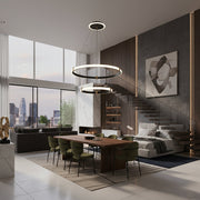 Lustra LED Suspendata ZENO Black Echivalent 250W Telecomanda