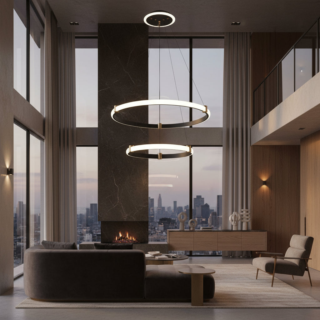 Lustra LED Suspendata ZENO Black Echivalent 250W Telecomanda