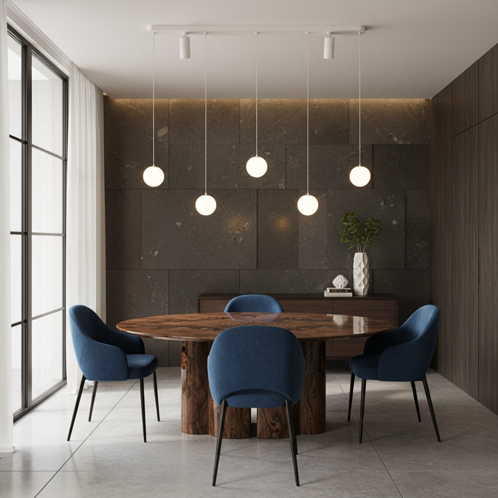 Lustra LED Suspendata Abajur cu 2 Spoturi KERU White Echivalent 200W Telecomanda