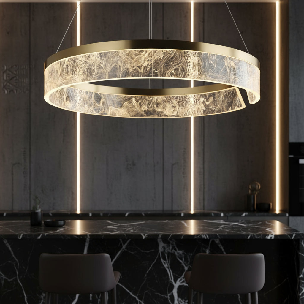 Lustra LED Suspendata OMNI Gold Echivalent 250W Telecomanda