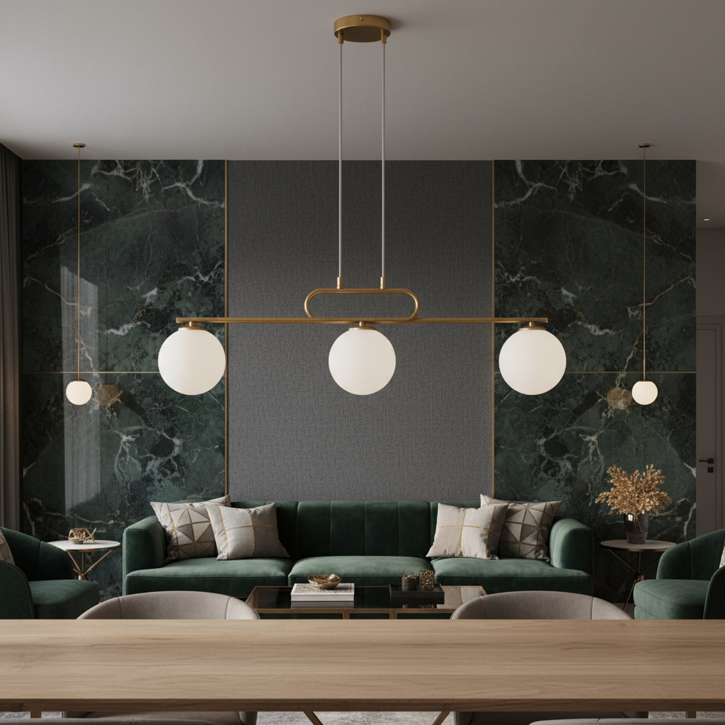 Lustra Abajur Suspendata ZENO 3xE27 Gold