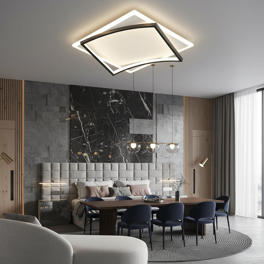 Lustra LED RAVI BLACK Echivalent 430W Telecomanda