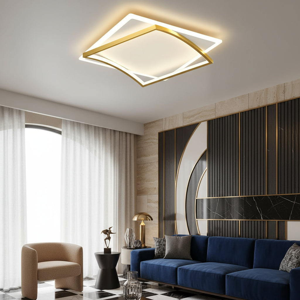 Lustra LED RAVI GOLD Echivalent 430W Telecomanda