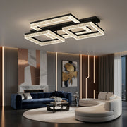 Lustra LED Three Square SAARI Black Echivalent 500W Telecomanda