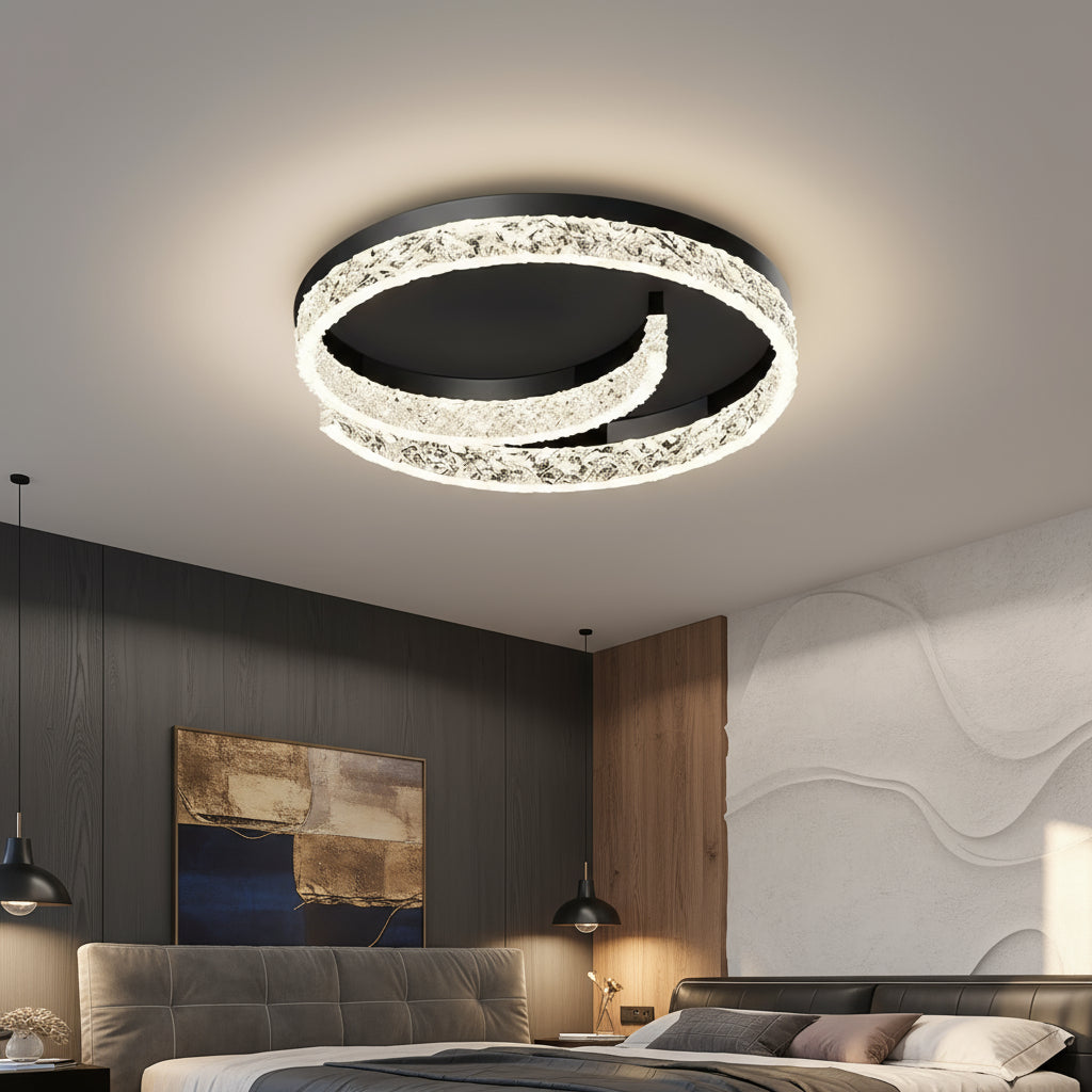 Lustra LED ROUND SAARI Black Echivalent 300W Telecomanda