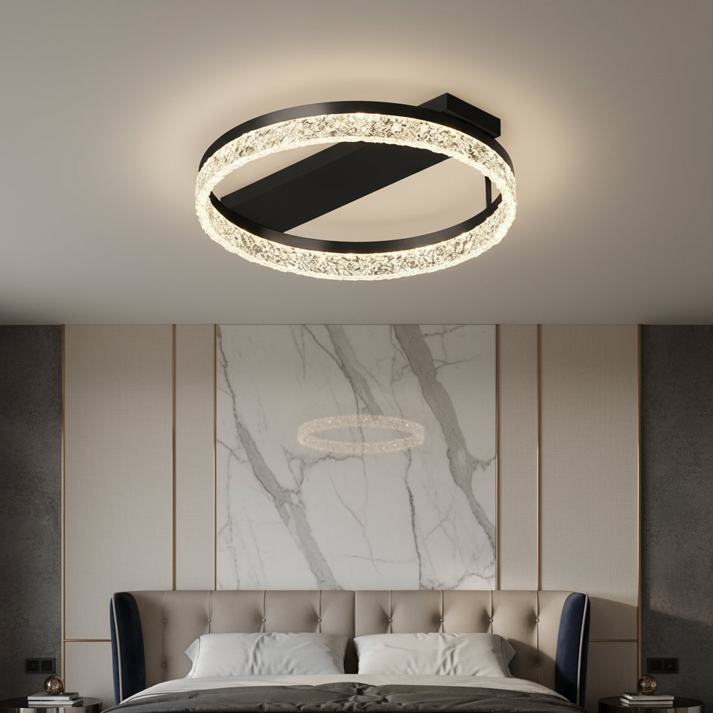 Lustra LED ROUND SAARI Black Echivalent 200W Telecomanda