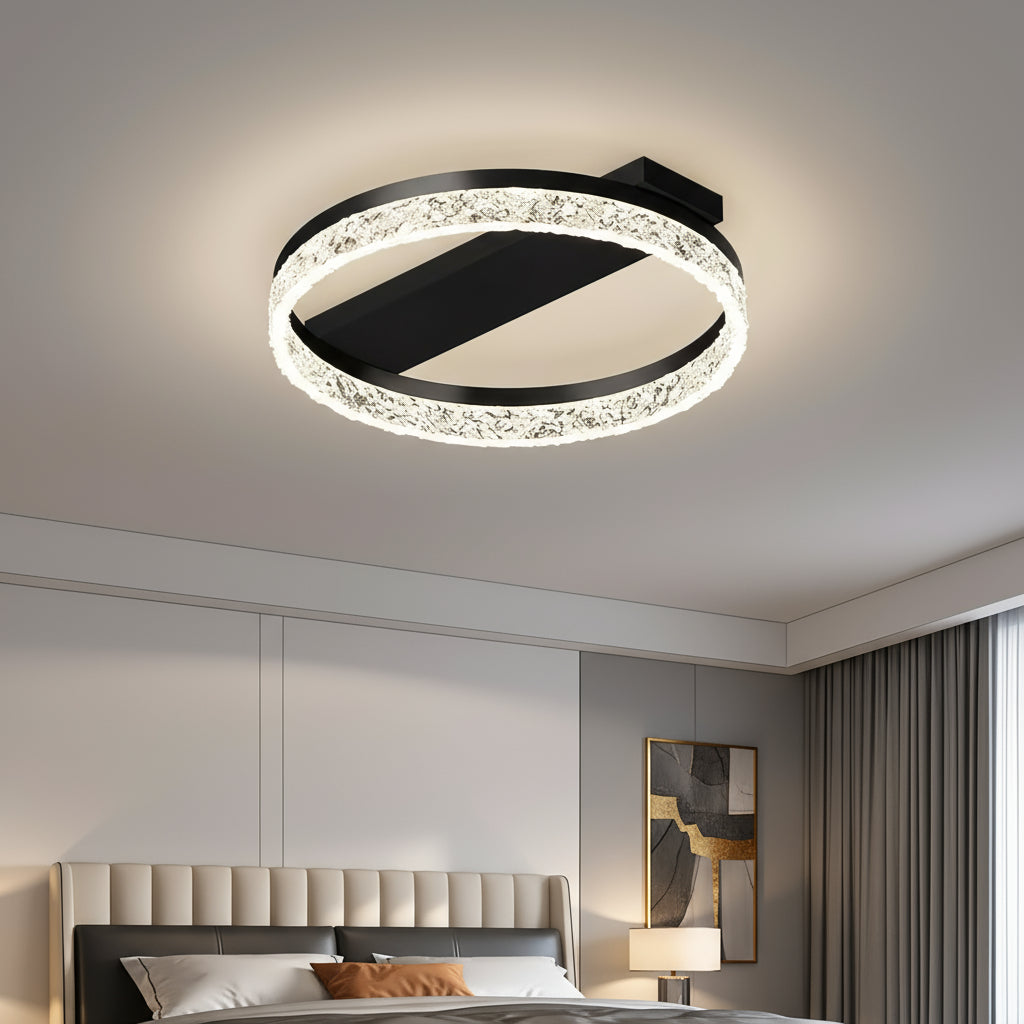 Lustra LED ROUND SAARI Black Echivalent 200W Telecomanda