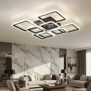 Lustra LED 4+4 Square Gigant BUBBLES BLACK Echivalent 800W Telecomanda