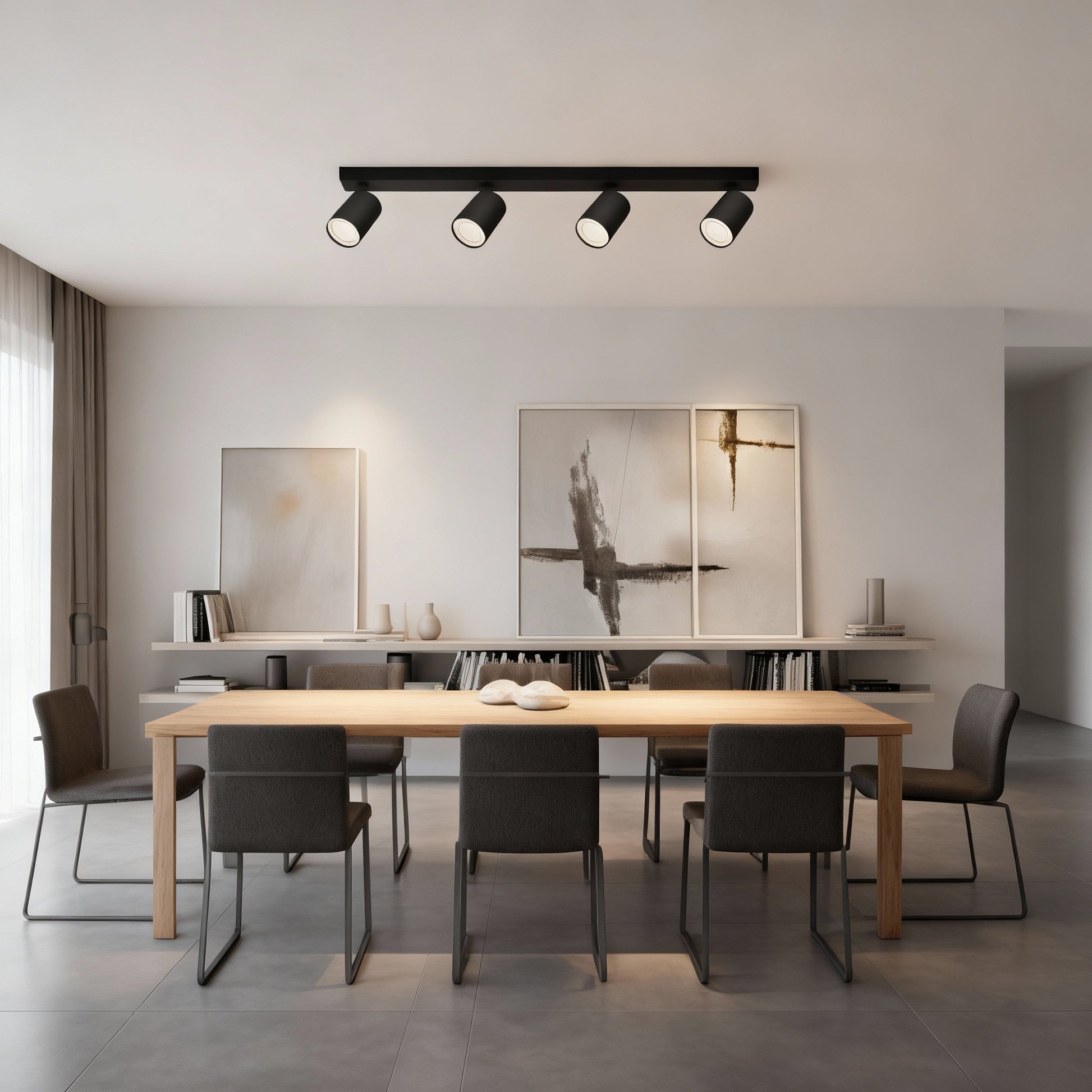 Lustra Neagra Liniara cu 4 Spoturi Reglabile 4xGU10