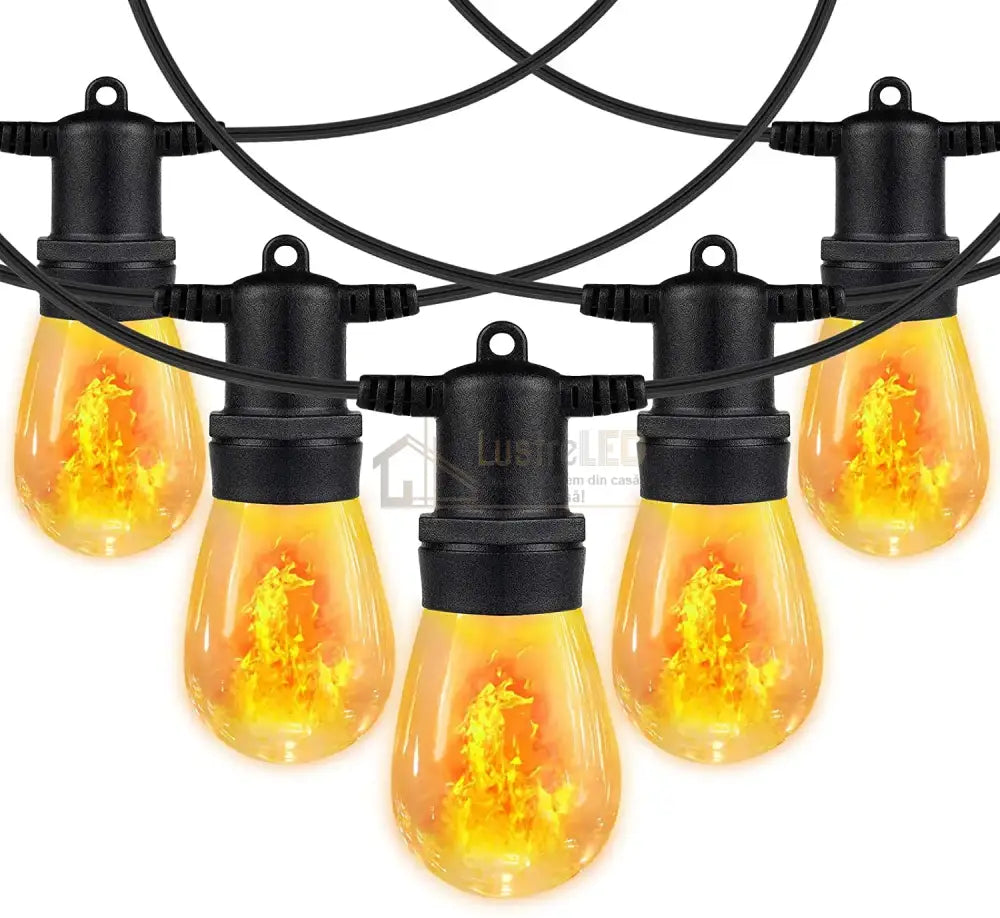 Ghirlanda Luminoasa 5M / 10 Becuri Led Integrat Flacara Miscatoare Interconectabil Light Rope