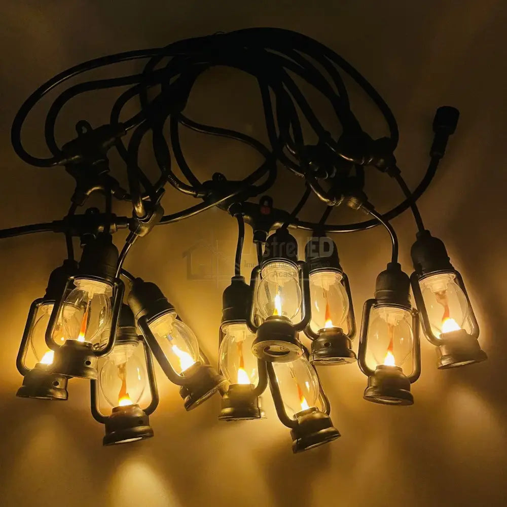 Ghirlanda Luminoasa Tip Felinar 5m / 10 Becuri, Flacara miscatoare , Interconectabil lustreled.ro