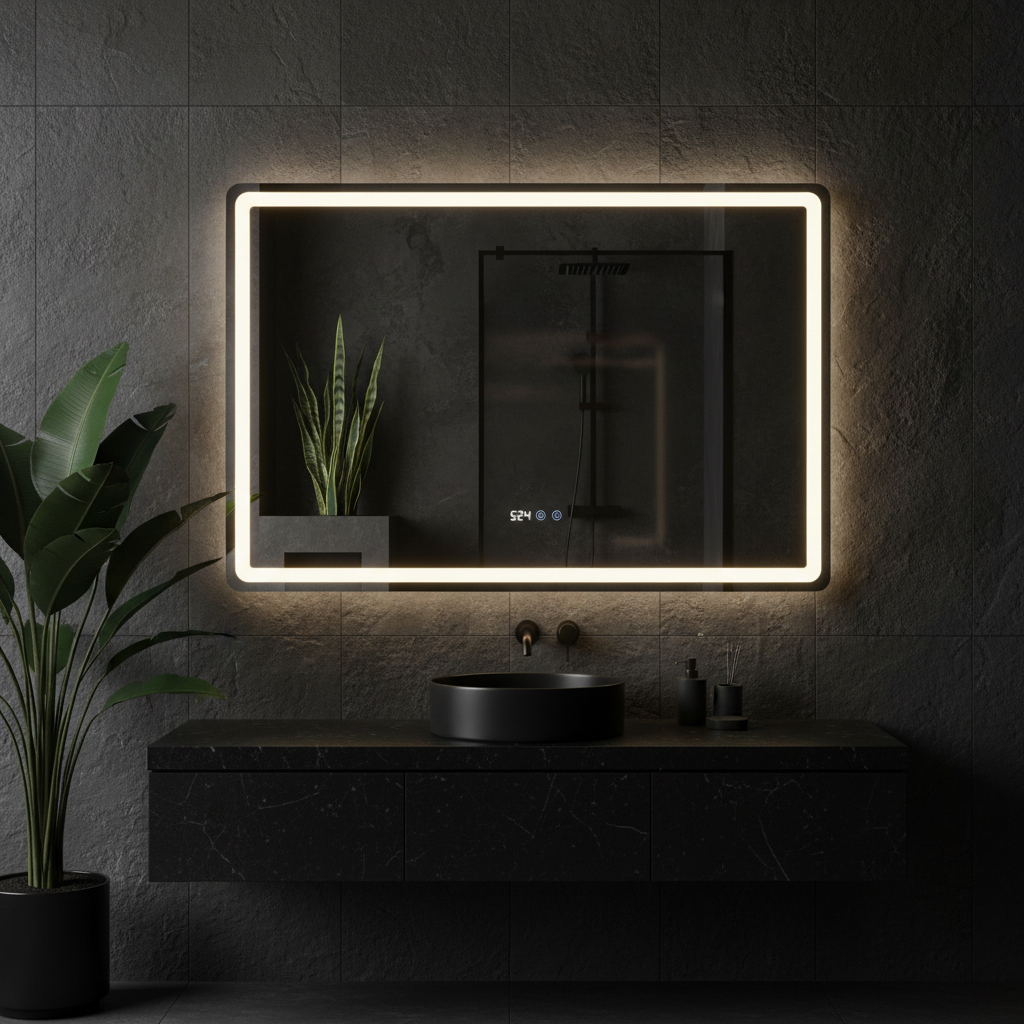 Oglinda LED FRAMELESS 120x80CM, 3 Lumini, Dezaburire, Afisaj Timp si Temperatura, Dimabila OD058-100