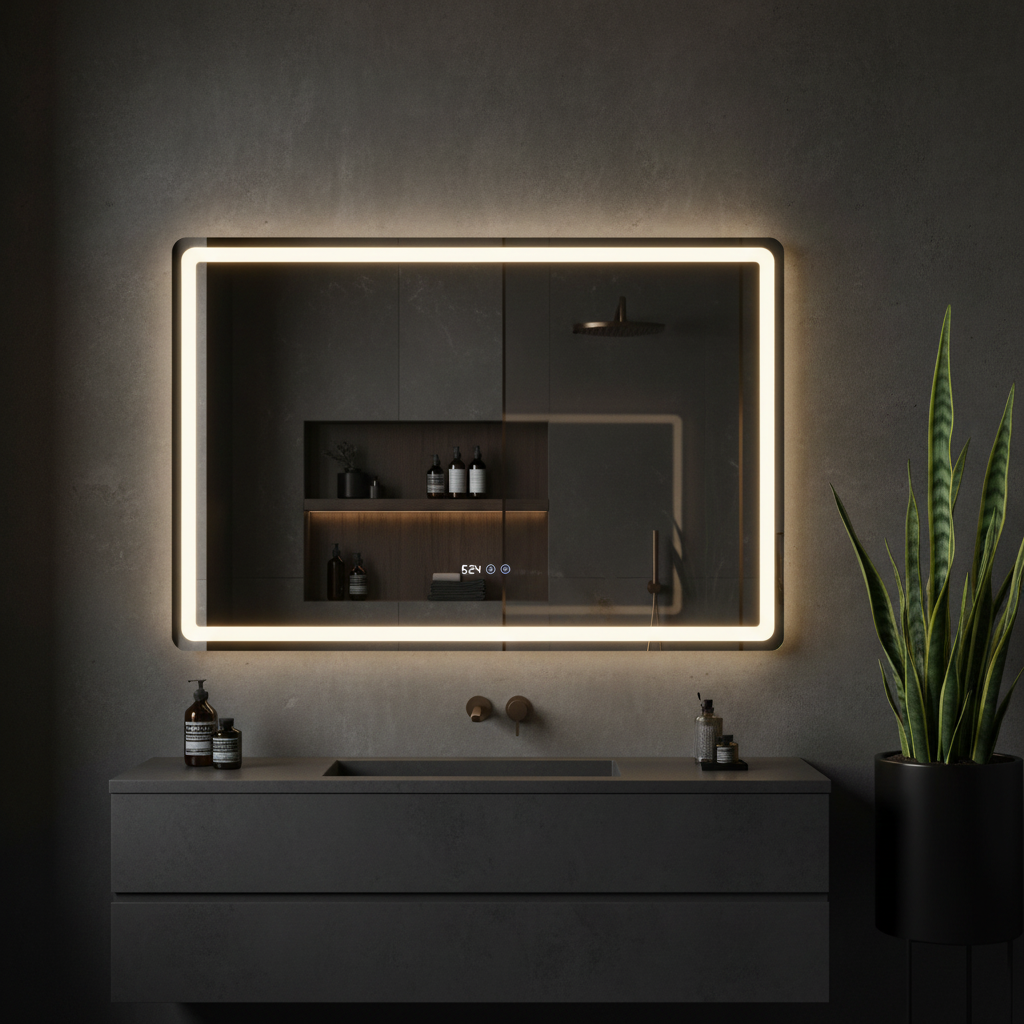 Oglinda LED FRAMELESS 120x80CM, 3 Lumini, Dezaburire, Afisaj Timp si Temperatura, Dimabila OD058-100