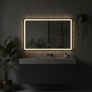 Oglinda LED 110x70CM, 3 Lumini, Dezaburire, Afisaj Timp si Temperatura OD058-101 NEGRU