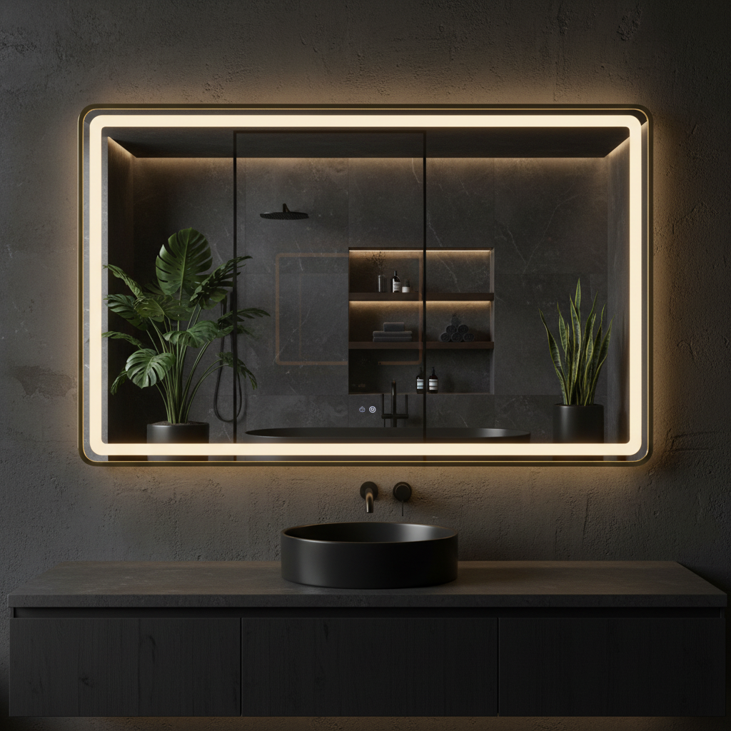 Oglinda LED 110x70CM, 3 Lumini, Dezaburire, Afisaj Timp si Temperatura OD058-101 AURIU