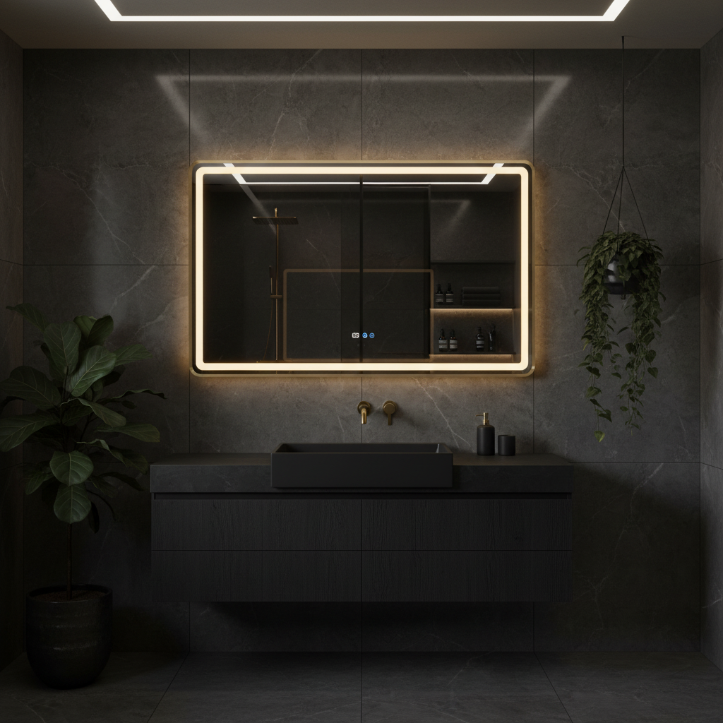 Oglinda LED 110x70CM, 3 Lumini, Dezaburire, Afisaj Timp si Temperatura OD058-101 AURIU