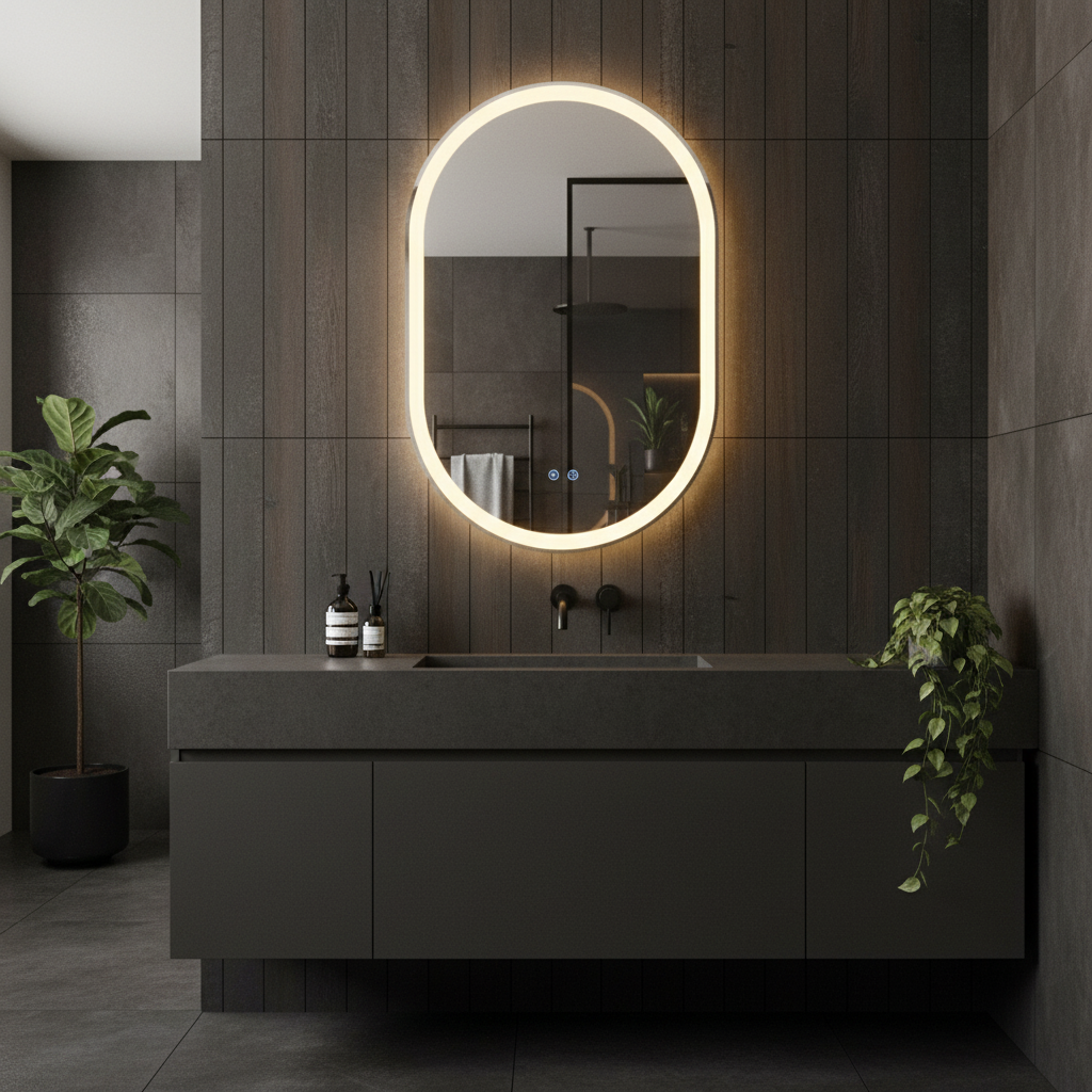 Oglinda LED Ovala FRAMELESS 60x90CM, 3 Lumini, Dezaburire, Dimabila OD061-100