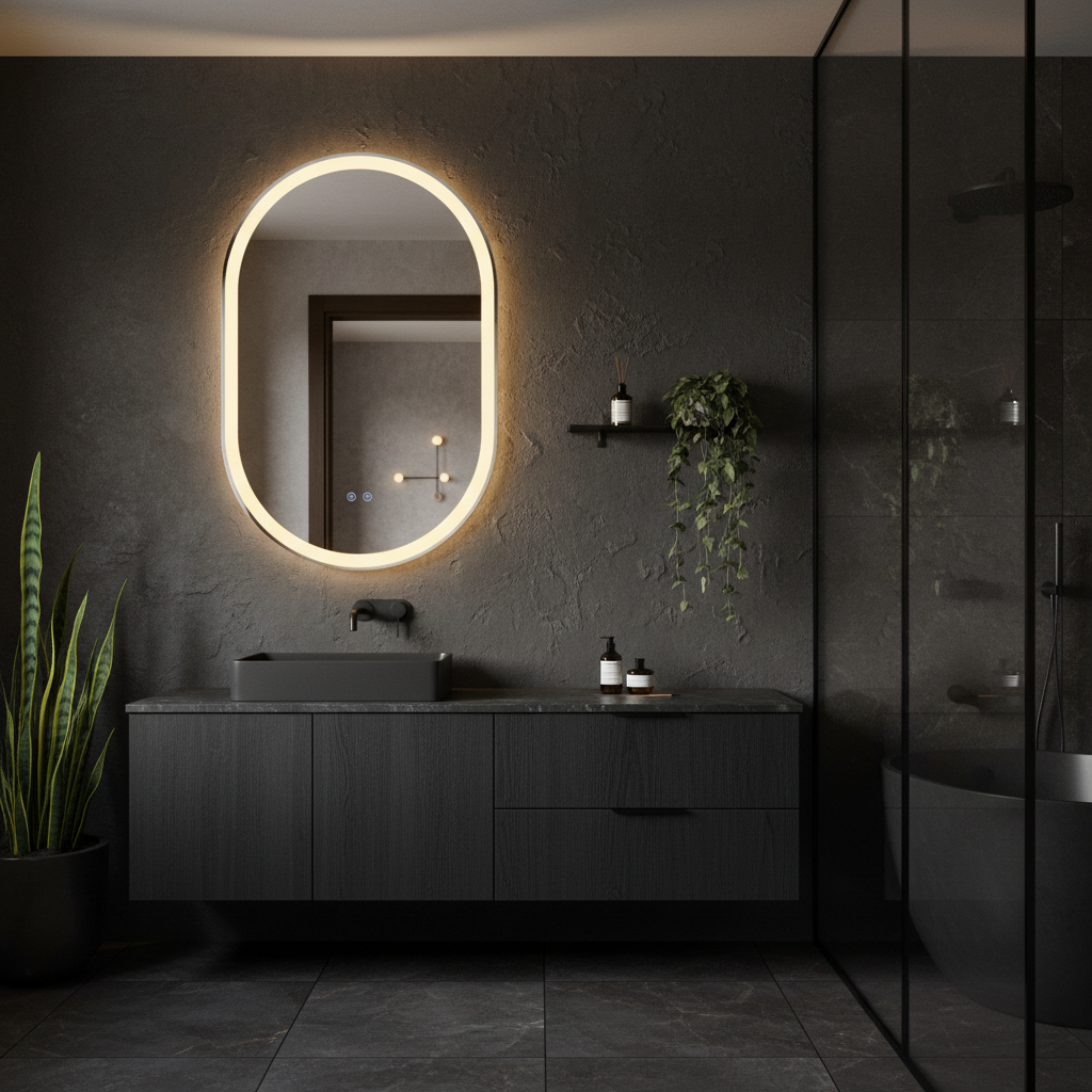 Oglinda LED Ovala FRAMELESS 60x90CM, 3 Lumini, Dezaburire, Dimabila OD061-100