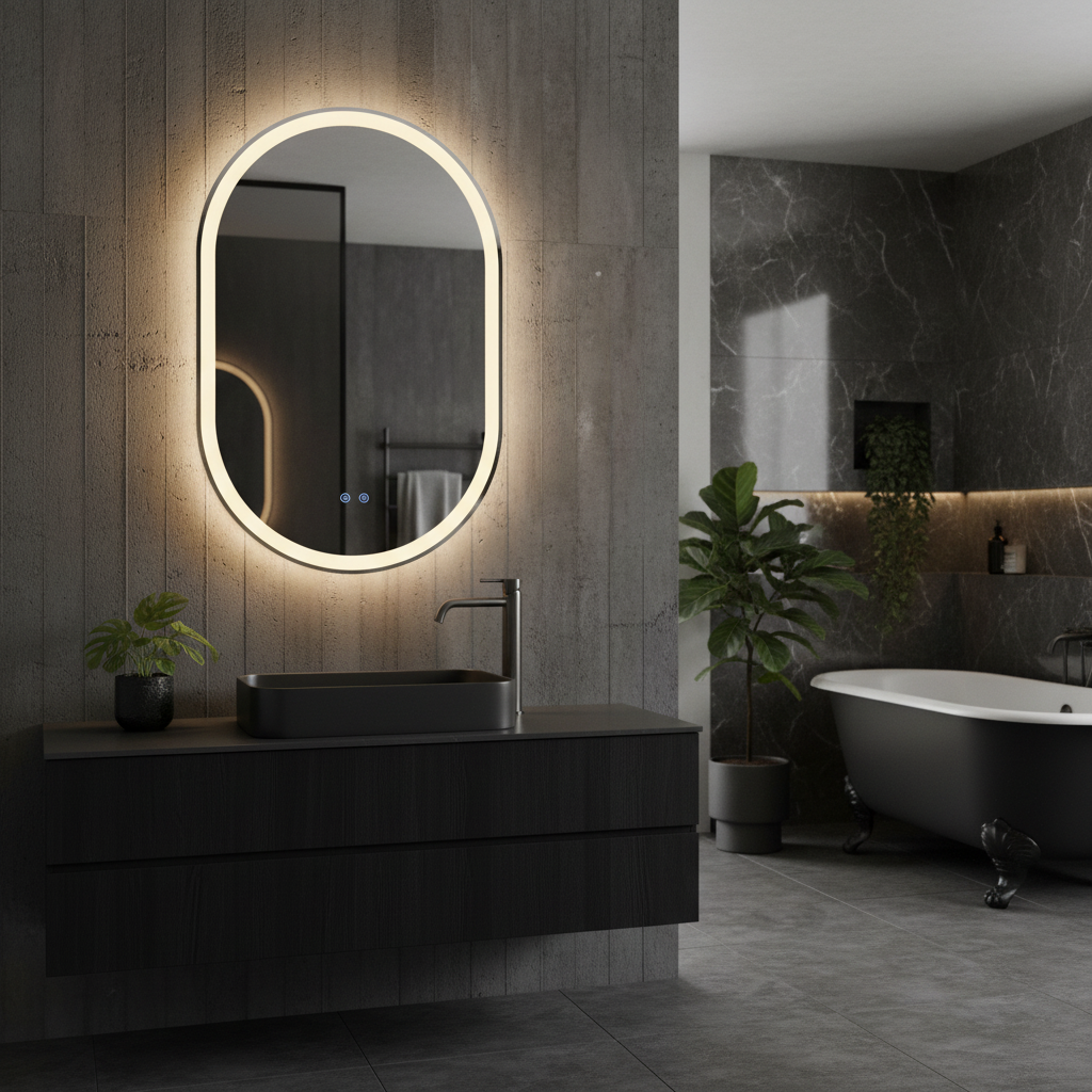 Oglinda LED Ovala FRAMELESS 60x90CM, 3 Lumini, Dezaburire, Dimabila OD061-100