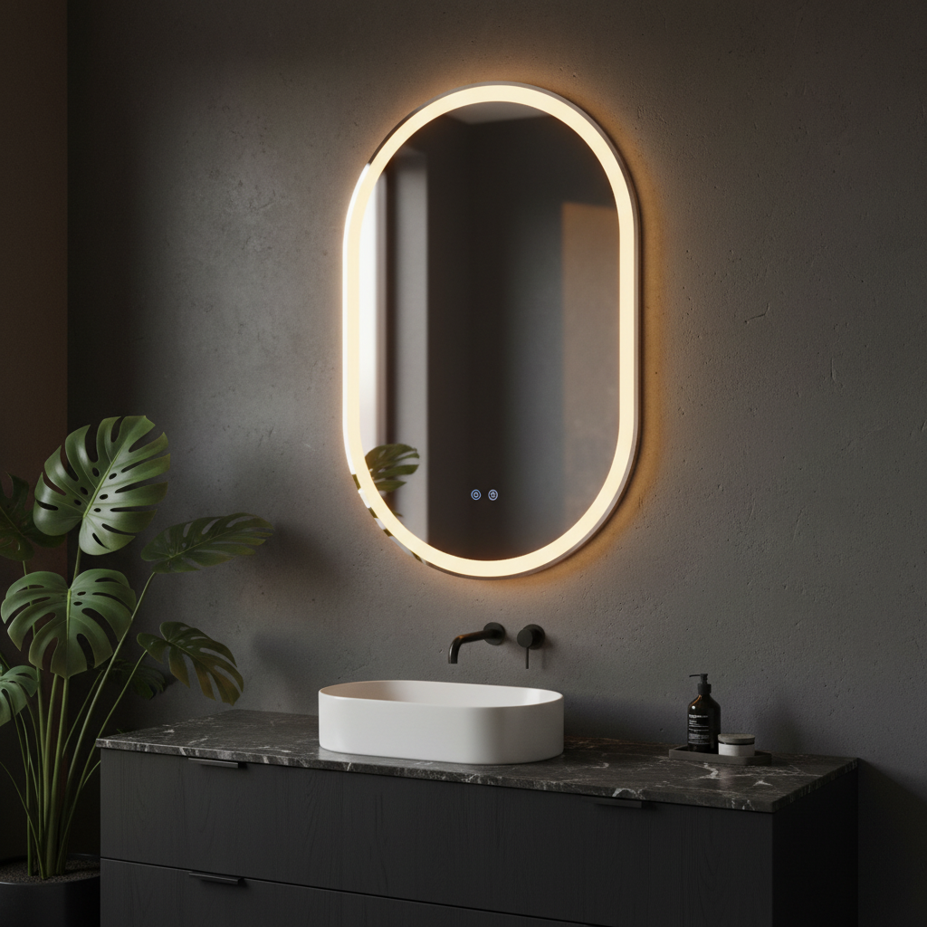 Oglinda LED Ovala FRAMELESS 60x90CM, 3 Lumini, Dezaburire, Dimabila OD061-100