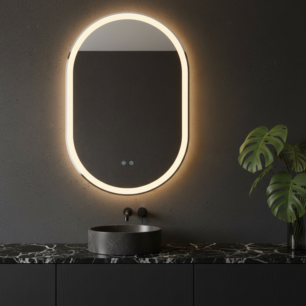 Oglinda LED Ovala FRAMELESS 60x90CM, 3 Lumini, Dezaburire, Dimabila OD061-100