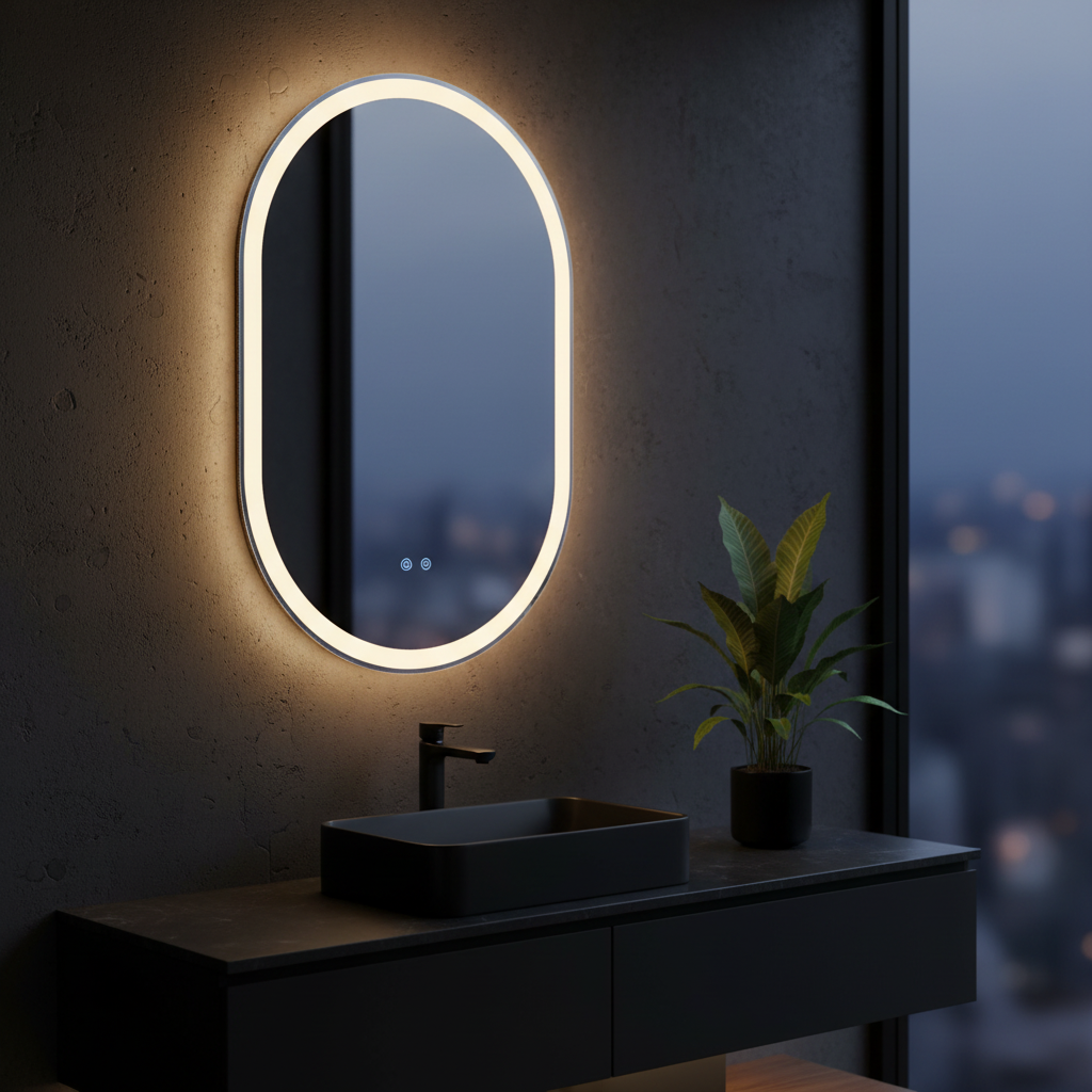 Oglinda LED Ovala FRAMELESS 60x90CM, 3 Lumini, Dezaburire, Dimabila OD061-100