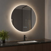 Oglinda LED Rotunda FRAMELESS 80x80CM, 3 Lumini, Dezaburire, Afisaj Timp si Temperatura OD007-80