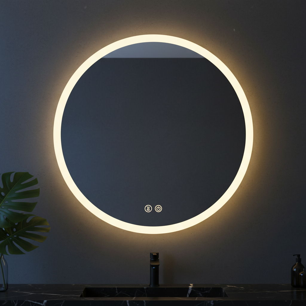 Oglinda LED FRAMELESS Rotunda 60CM, 3 Lumini, Dimabila OD006X