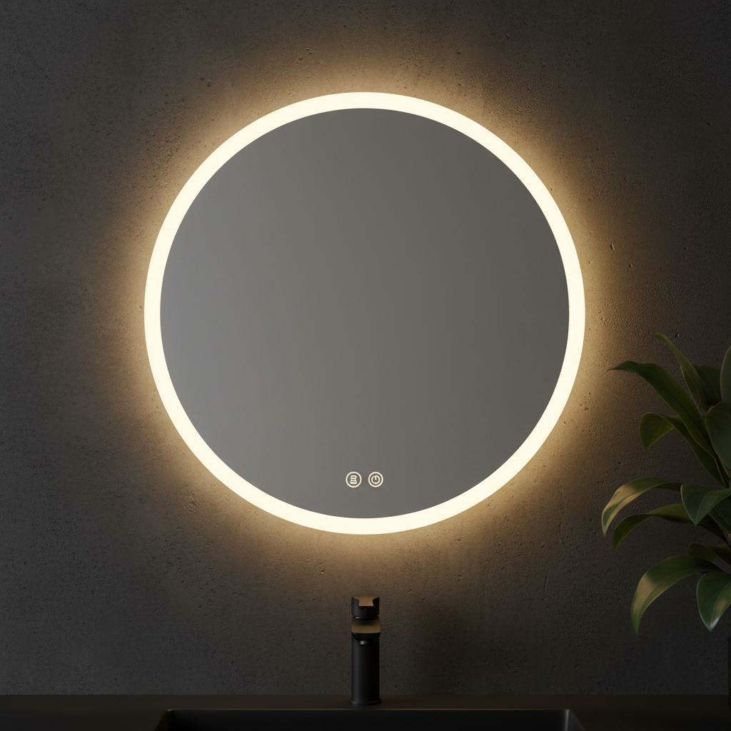 Oglinda LED FRAMELESS Rotunda 60CM, 3 Lumini, Dimabila OD006X