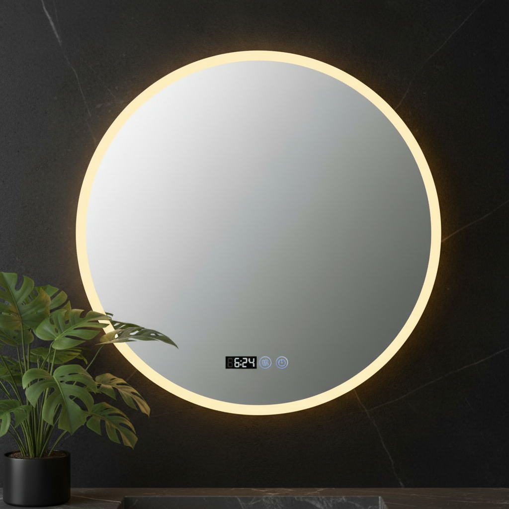 Oglinda LED Rotunda FRAMELESS 80CM, 3 Lumini, Dezaburire, Dimabila OD017