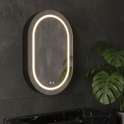 Dulap Baie cu Oglinda LED Ovala VisioLED 60x90cm 3 Lumini si Dezaburire