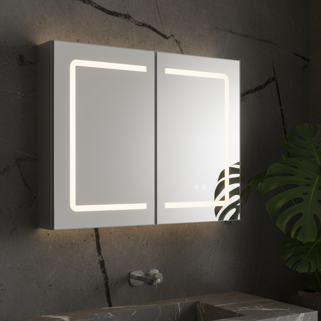 Dulap Baie Cu Oglinda LED Gleam 3 lumini, Touch, Dezaburire 60x80CM