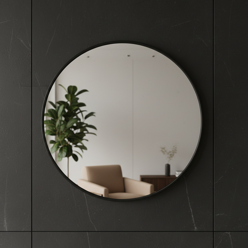 Oglinda Decorativa Rotunda 70CM Astra Neagra