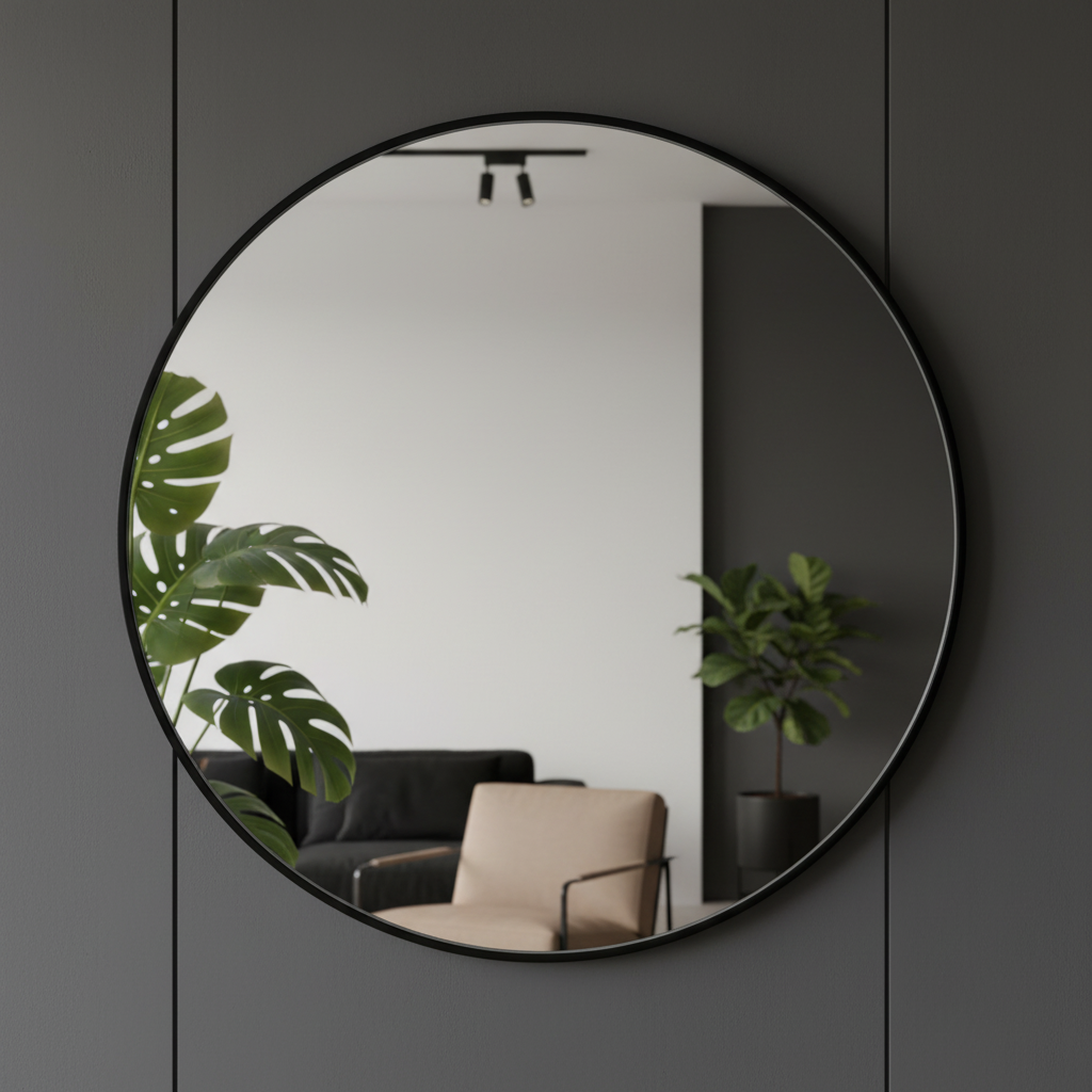 Oglinda Decorativa Rotunda 70CM Astra Neagra